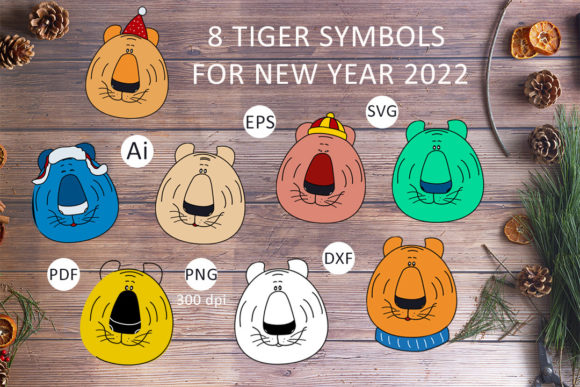 8 Tiger New Years Symbols for Premium Design Assets