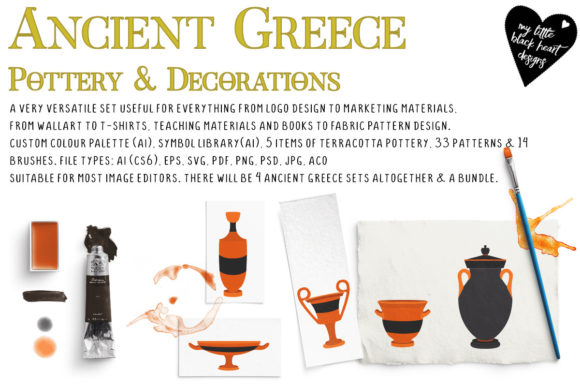 Ancient Greece Set 4: Pottery Decor for Modern Design and Creative Projects