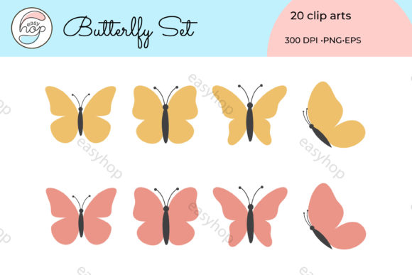 Butterfly Boho Color Pallet Clip Art for Creative Projects
