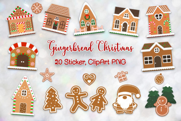 Creative Christmas Design with Gingerbread Clipart Sticker and Ornament Collections