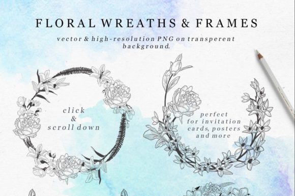 Elevating Visual Storytelling with the Collection of Design Elements: Wreaths and Delicate Blossom