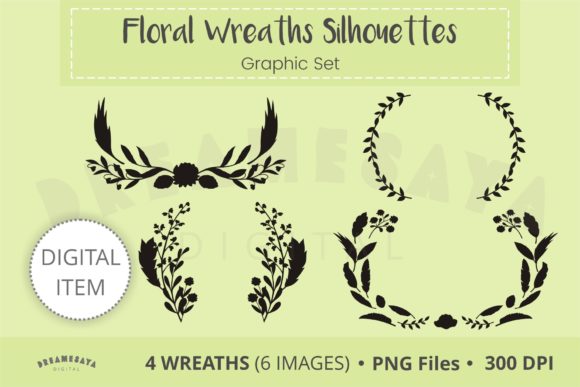 Floral Wreaths Silhouettes Png Clip Art