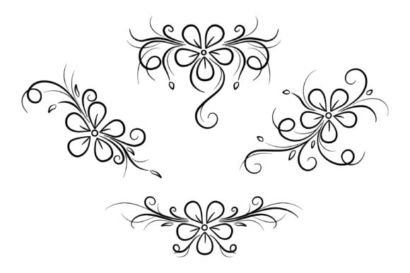 Flowers Swirls and Curls Design Element