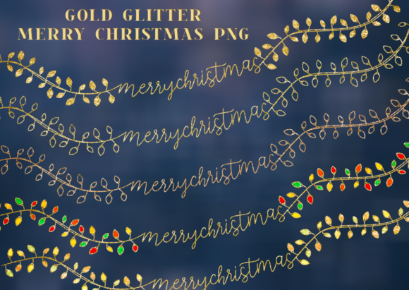 Gold Glitter Sparkle Merry Christmas PNG