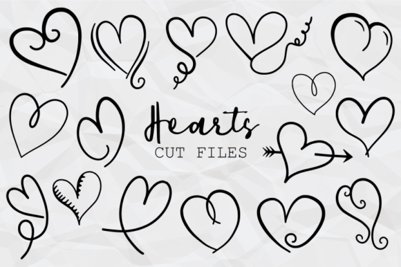 Hand Drawn Doodle Love Heart Shapes