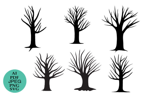 Hand Drawn Trees Silhouettes Set