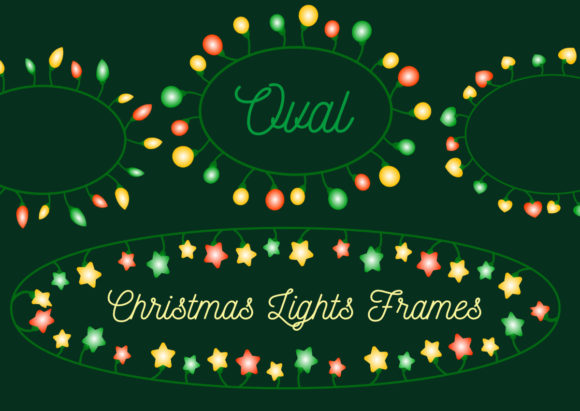 Oval Christmas Lights Frame PNG Border