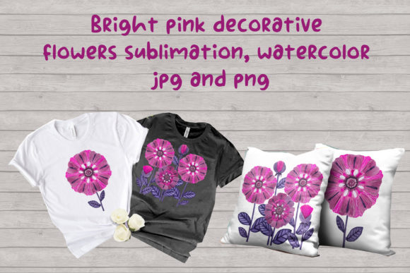 Pink Flowers Sublimation Watercolor: Premium Digital Assets