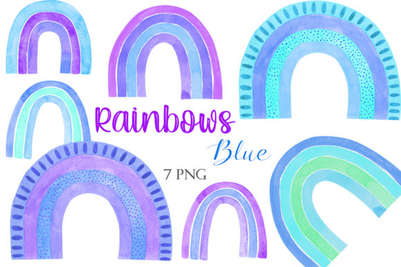 Simple Watercolor Blue Rainbow Clipart: Elevating Modern Design with Scandinavian Simplicity