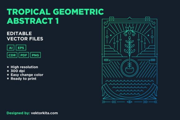Tropical Geometric Abstract 1: A Fusion of Nature and Modern Design