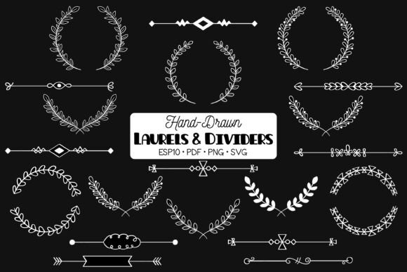 White Laurels Divider Border, Wreath: Elevating Your Creative Projects with Timeless Elegance
