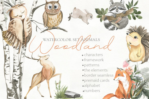 Woodland Animal Watercolor for Baby Milestones